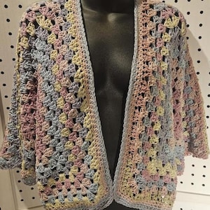 Pastel color Hexagonal Cardigan-Handmade Crochet S/M