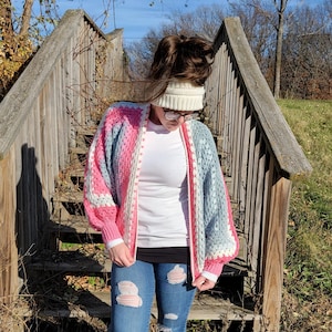 Handmade Crochet Granny Square Hexagon Cardigan - Child/Teen/Small Adult - XS/S - Color: Unicorn