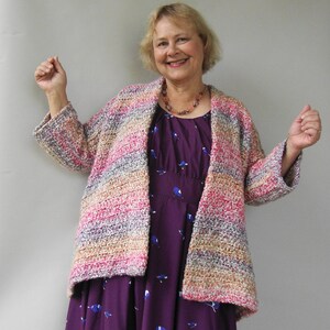 Hand-Crocheted Rainbow Cardigan: Cozy Pastel Jacket